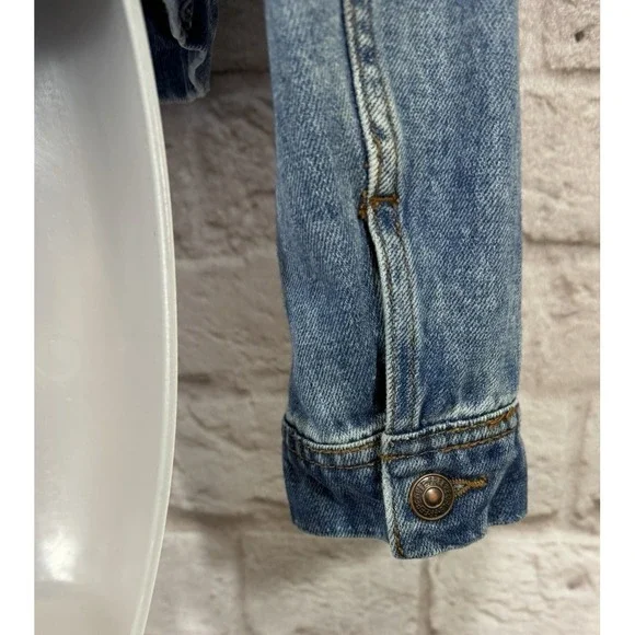 Free People Denim Jean Jacket Womens Small Contrasting Blue Panel Trucker Coat - Picture 7 of 10